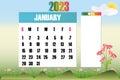 January 2023 - Calendar. Week starts on Sunday