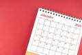 January 2025 desk calendar on red background Royalty Free Stock Photo