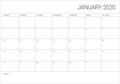 January 2020 desk calendar vector illustration