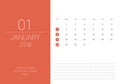 January 2018 desk calendar vector illustration