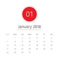January 2018 desk calendar vector illustration