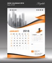 January Desk calendar 2018 year Size 6x8 inch vertical Royalty Free Stock Photo