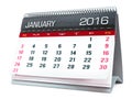 January 2016 desktop calendar Royalty Free Stock Photo