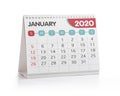 January 2020 Desktop Calendar Royalty Free Stock Photo