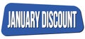 JANUARY DISCOUNT text on blue trapeze stamp sign Royalty Free Stock Photo