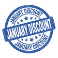 JANUARY DISCOUNT text written on blue round stamp sign Royalty Free Stock Photo