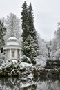 Kassel Hessen Deutschland - January 4 2021: Europe\'s largest mountain park WilhelmshÃÂ¶he in Kassel Pavillon.