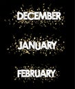 January, February, December banners with serpentine. Royalty Free Stock Photo