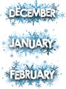 January, February, December banners. Royalty Free Stock Photo