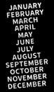 January, February, March, April, May, June, July, August, September, October, November, November, December - months names from the