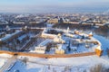 A January day over the Novgorod Kremlin aerial survey. Veliky Novgorod, Russia Royalty Free Stock Photo