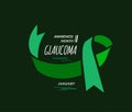 January is Glaucoma Awareness Month. Vector illustration with green ribbon