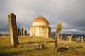 January gloomy day at an old Muslim cemetery. Eddie Gumbez mausoleum complex. Shamakhi, Azerbaijan Royalty Free Stock Photo