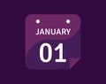 1 January, January 1 icon Single Day Calendar Vector illustration Royalty Free Stock Photo