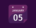 5 January, January 5 icon Single Day Calendar Vector illustration Royalty Free Stock Photo