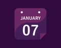 7 January, January 7 icon Single Day Calendar Vector illustration Royalty Free Stock Photo