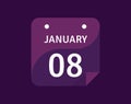 8 January, January 8 icon Single Day Calendar Vector illustration Royalty Free Stock Photo