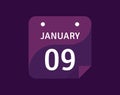 9 January, January 9 icon Single Day Calendar Vector illustration Royalty Free Stock Photo