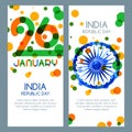 26 of January, India Republic Day. Vector multicolor banners and backgrounds.