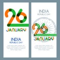 26 of January, India Republic Day. Vector multicolor banners and backgrounds.