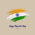 26 january india republic day, vector template. Indian flag painted with brush strokes on a light background. India national Royalty Free Stock Photo