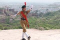 January 2019: India`s National Cadet Corps NCC Lady Cadet is marching past, preparing for Indi