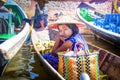 21 JANUARY 2016, INLE LAKE MYANMAR: Burmese girl on the boat in inle lake