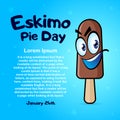 January 24 International Eskimo Pie Day. Square Banner with place for text, flyer, card. Cartoon popsicle.