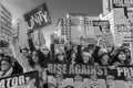 JANUARY 21, 2017, LOS ANGELES, CA. Jane Fonda and Frances Fisher participate in Women's March, 750,000 activists protesting Donald