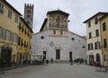 January 2024 Lucca, Italy: Basilica of San Frediano on the Piazza San Frediano