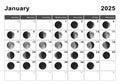 January 2025 Lunar calendar, Moon cycles Royalty Free Stock Photo