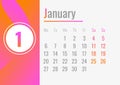 January month calendar 2020 concept banner, cartoon style