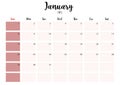 2023 January month calendar