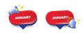 January month icon. Event schedule Jan date. Red speech bubbles. Vector