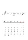 2023 January monthly calendar