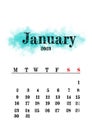 2023 January monthly calendar