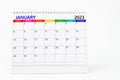 The January 2023 Monthly desk calendar for 2023 year isolated on white background