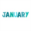 January. Monthly logo. Hand-lettered header in form of curved ribbon