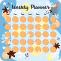 January monthly planner, weekly planner, habit tracker template and example. Template for agenda, schedule, planners, checklists, Royalty Free Stock Photo