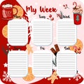 January monthly planner, weekly planner, habit tracker template and example. Template for agenda, schedule, planners, checklists, Royalty Free Stock Photo