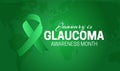 January is National Glaucoma Awareness Month Background Illustration with Green Ribbon