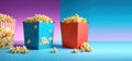 National Popcorn Day in the USA, colorful popcorn boxes, banner