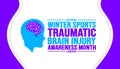 January is National Winter Sports Traumatic Brain Injury Awareness Month background template. Holiday concept.