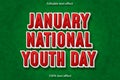 January national youth day editable text effect cartoon style