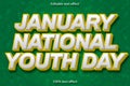 January national youth day editable text effect cartoon style Royalty Free Stock Photo