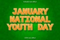 January national youth day editable text effect cartoon style