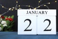 Cube calendar with date January 22nd