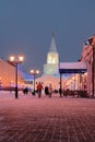 January night on city street. Kazan, Russia