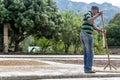 January 20, 2020 Ocoa, Dominican Republic. dramatic image of a coffee processing plant