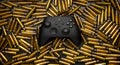 January 29 2021 Odessa Ukraine. . A black Xbox Wireless Controller. Compatible Xbox Series X S Xbox One against the background